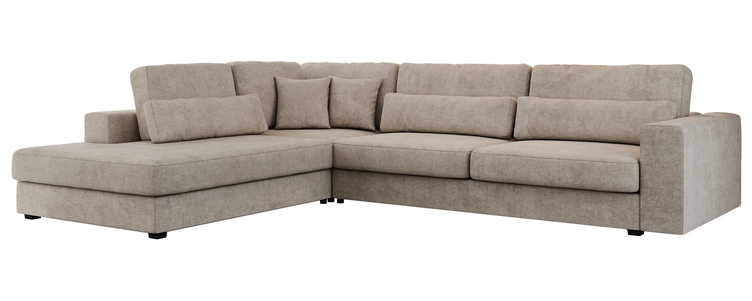 ECKSOFA Savona Beige Strukture - links - Beige/Schwarz, Kunststoff/Textil (316/249cm) - MKS