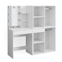 SCHMINKTISCH Isabelle Weiß 60 cm mit LED Beleuchtung und Schränken - Weiß, Holzwerkstoff (60/140/40cm) - Vicco