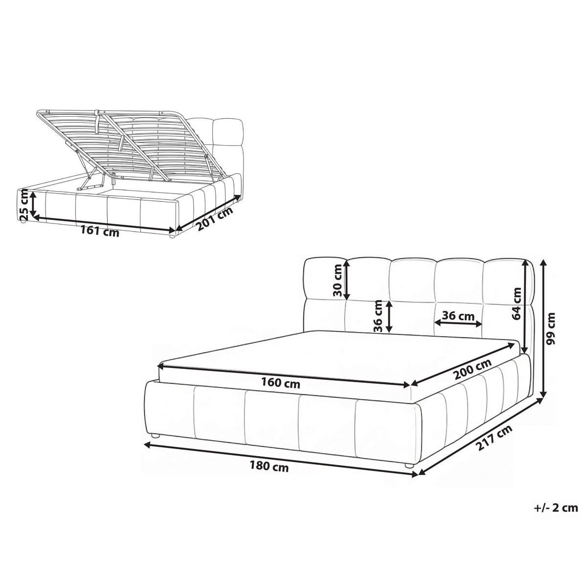 POSTELJA s prostorom za shranjevanje 160/200 blago svetlo bež Noyon - bež, tekstil (160/200cm) - Beliani
