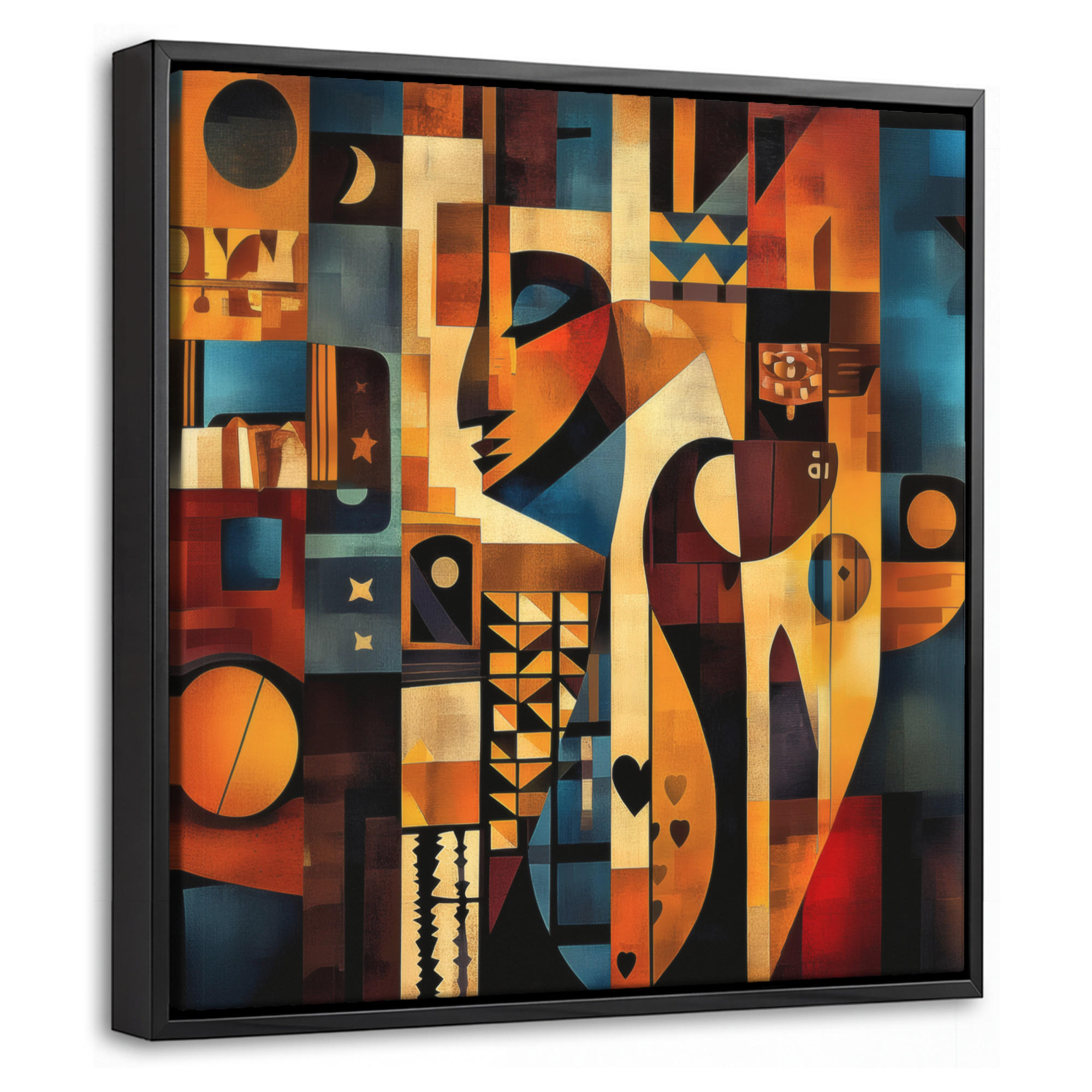 LEINWAND Bilder mit Rahmen - Figuren - Abstrakt - Symbole - 20x20 - Terracotta, Textil (20/20cm) - MuchoWow