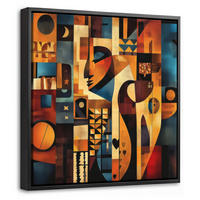 LEINWAND Bilder mit Rahmen - Figuren - Abstrakt - Symbole - 20x20 - Terracotta, Textil (20/20cm) - MuchoWow