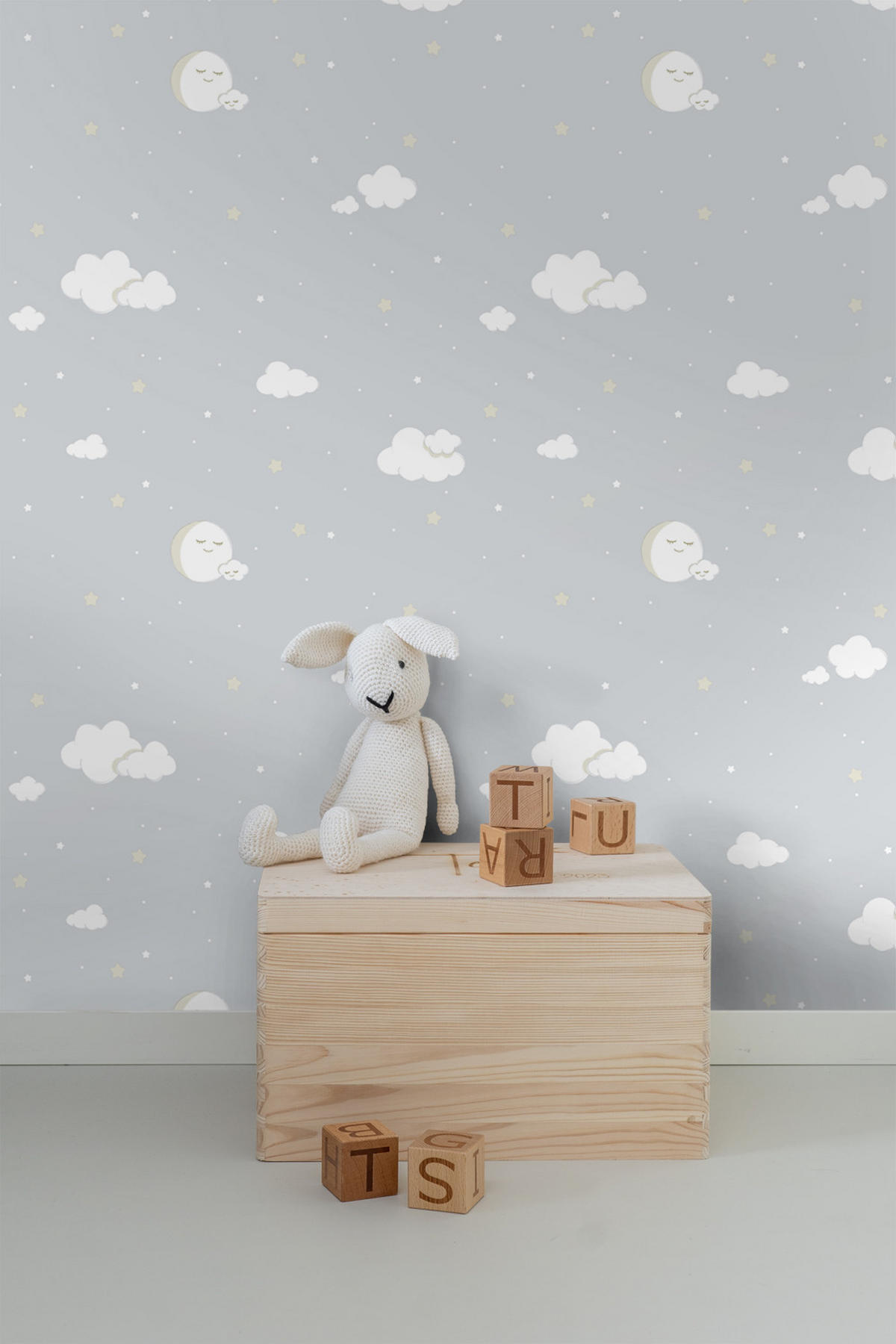 TAPETE kleine Wolken 53 cm x 10 m - Grau, Papier (53/0.1cm) - Sanders & Sanders