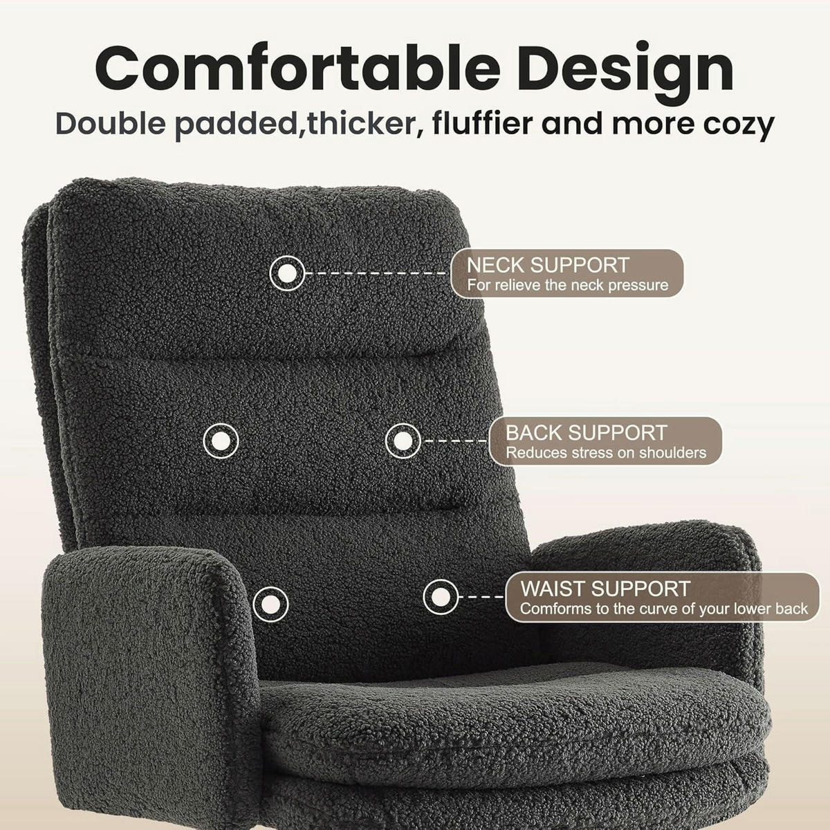 BÜROSTUHL mit Rollen Dunkelgrau - Anthrazit, Textil (72/106/72cm)