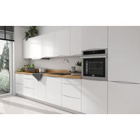 KÜCHENLEERBLOCK Napoli weiß matt / RAL 9016 verkehrsweiß (K5); Arbeitsplatte Eiche Artisan 420 / 59 / 207cm 12-teilig - Weiß/Braun, Holzwerkstoff (420/207/60cm) - Feldmann-Wohnen