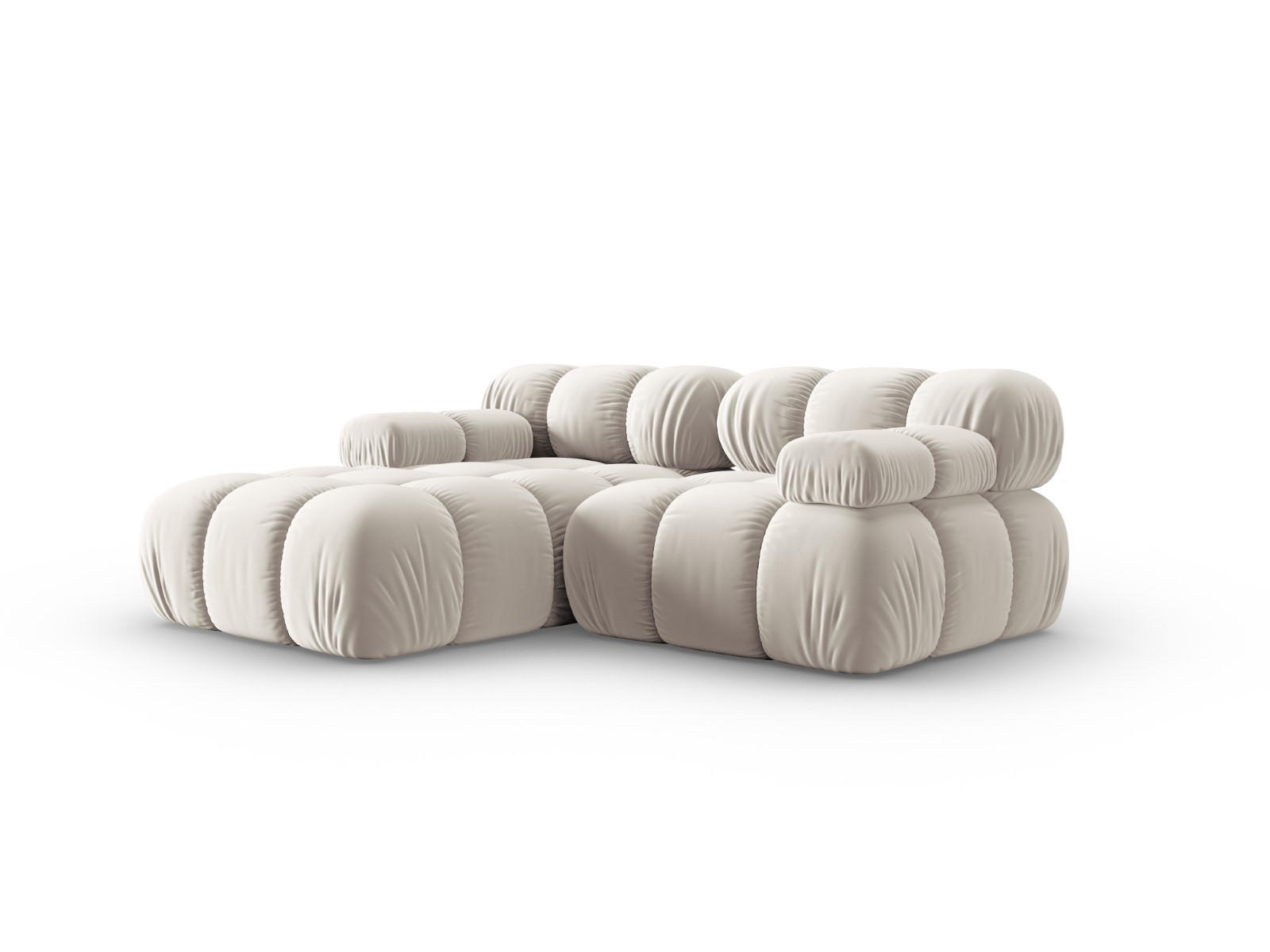 MODULARES-ECKSOFA links Bellis aus Samt leichtes beige 3 Sitzplätze - Creme, Textil (157/191cm) - Micadoni