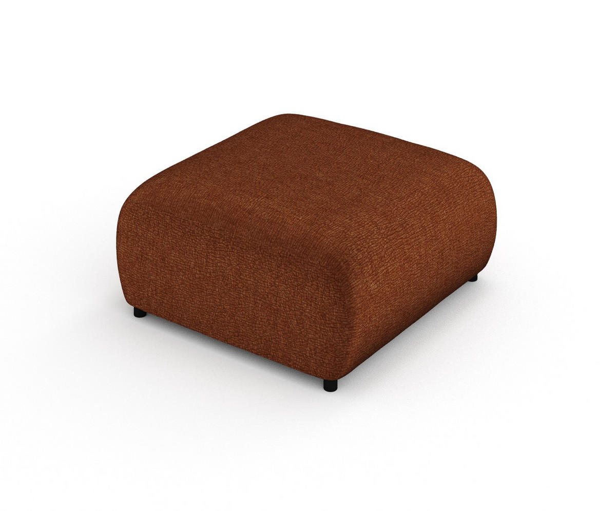 POUF S Zanzibar Dunkelorange Chenille - Dunkelorange/Schwarz, Holz/Holzwerkstoff (88/37/88cm) - Maison de Reve