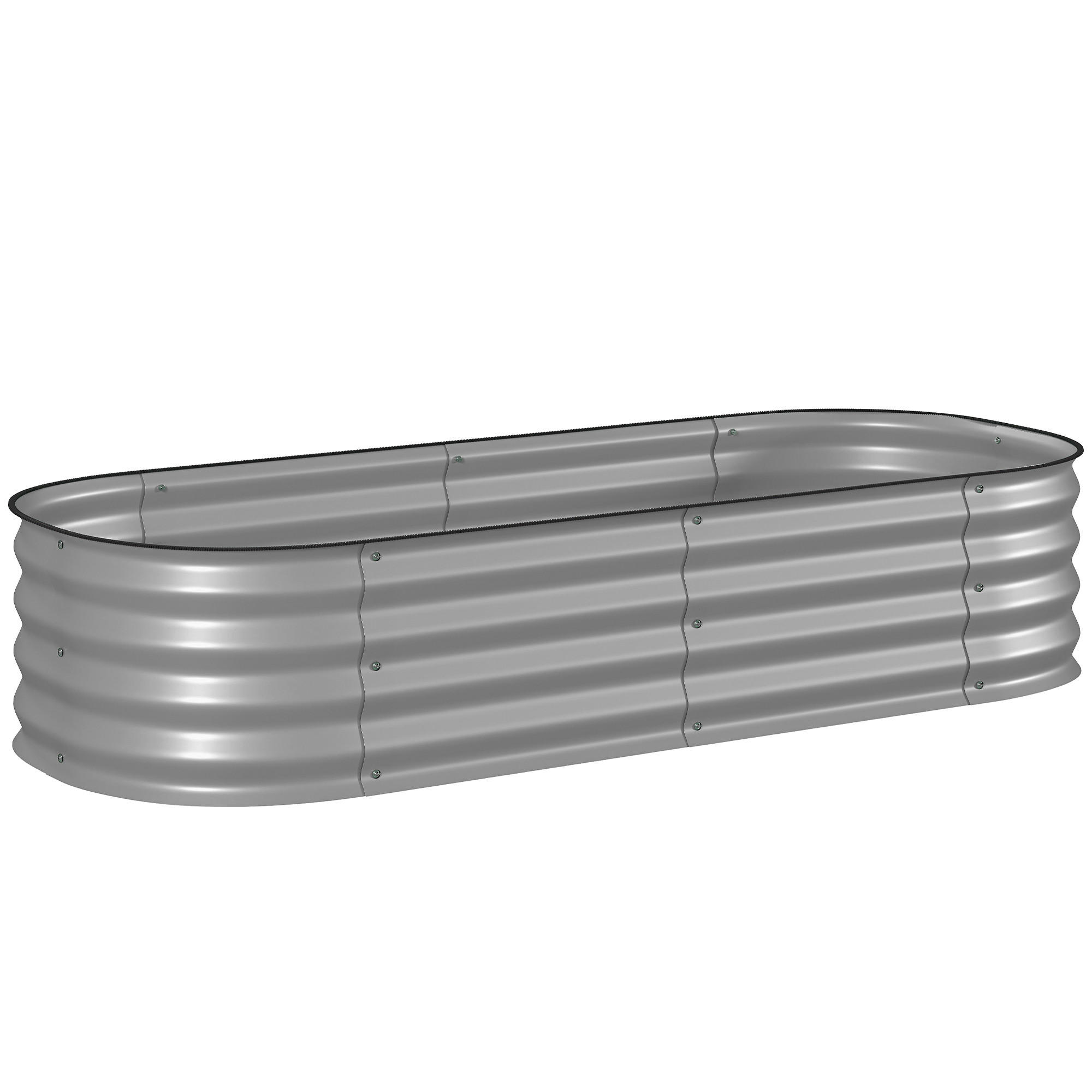 PFLANZENBEET, Kräuterbeet für Garten, Balkon, Silber, 150 x 62 x 30 cm - Silberfarben, Metall (62/30/150cm) - Outsunny