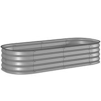 PFLANZENBEET, Kräuterbeet für Garten, Balkon, Silber, 150 x 62 x 30 cm - Silberfarben, Metall (62/30/150cm) - Outsunny