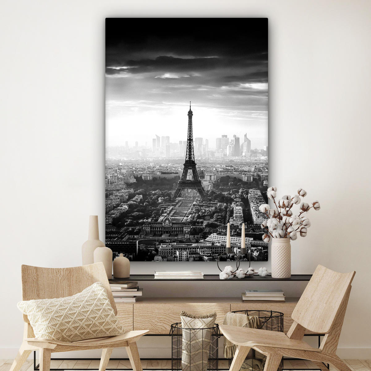 SLIKA NA PLATNU Pariz 90x140 cm - temno siva, tekstil (90/140cm) - MuchoWow