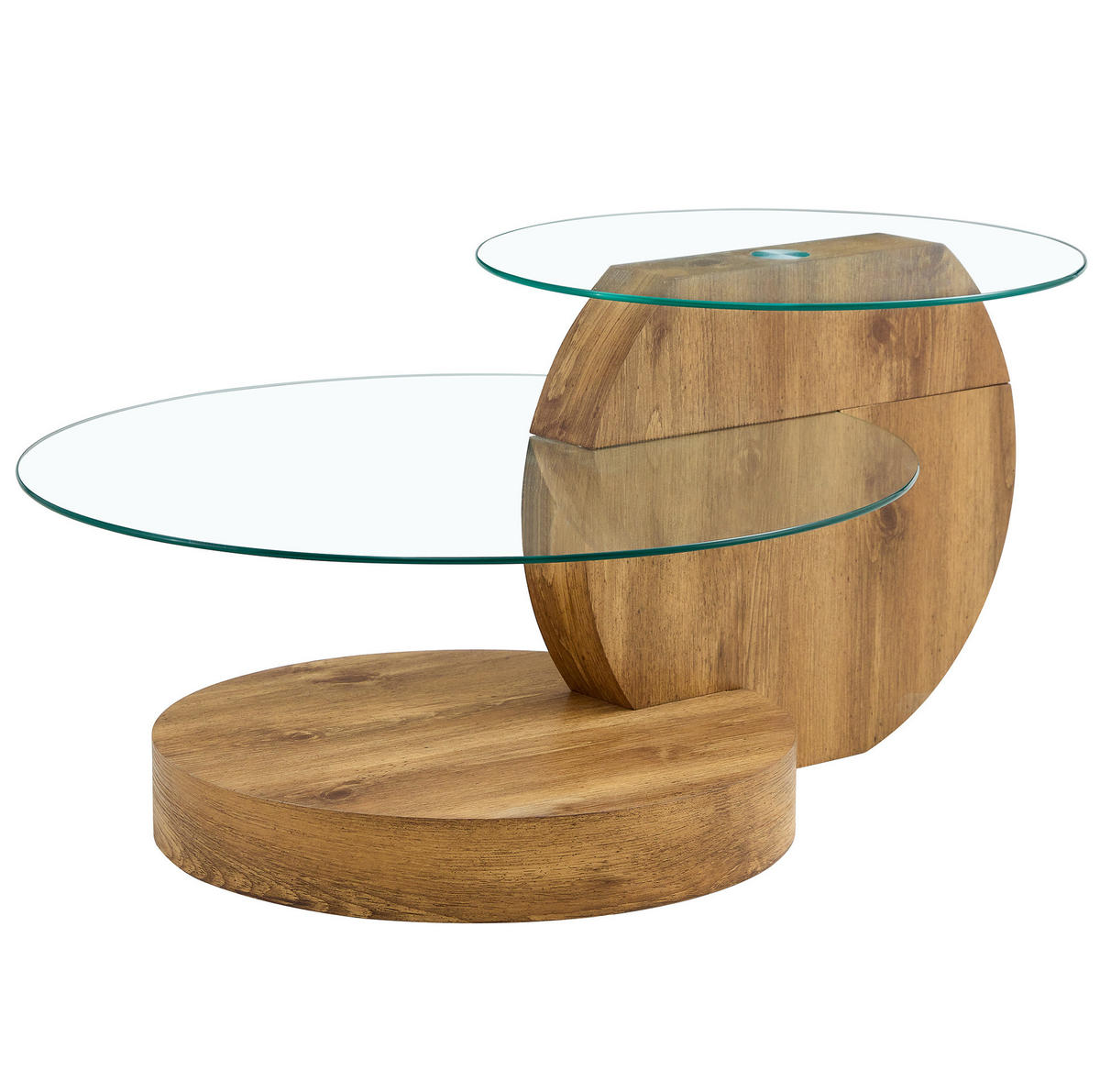COUCHTISCH 69,8 cm aus Glas und MDF mit Ablagen in Holzoptik - Klar, Holzwerkstoff (69.8/69.8/49.8cm) - Flora Grace