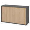 SCHIEBETÜRENSCHRANK - 2 Ordnerhöhen 40/120/74,8 cm in Graphitfarben/Eichefarben Bogengriff (Metall) - Eichefarben/Graphitfarben, Holzwerkstoff (120/74.8/40cm) - bümö