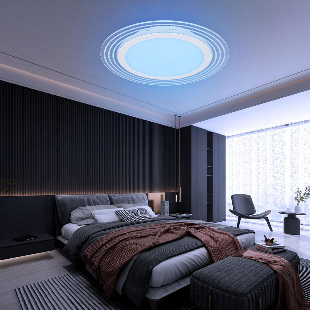 LED DECKENLEUCHTE Metall Weiß D 40 cm - Weiß, Metall (40/40/4.7cm) - Globo Lighting