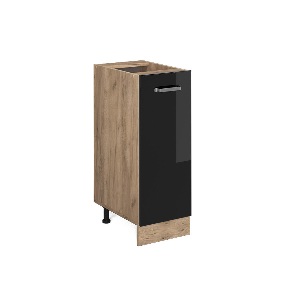 APOTHEKERSCHRANK R-Line Schwarz Hochglanz 30 cm ohne AP - Honigeiche/Schwarz Hochglanz, Holzwerkstoff (30/81.6/46cm) - Vicco