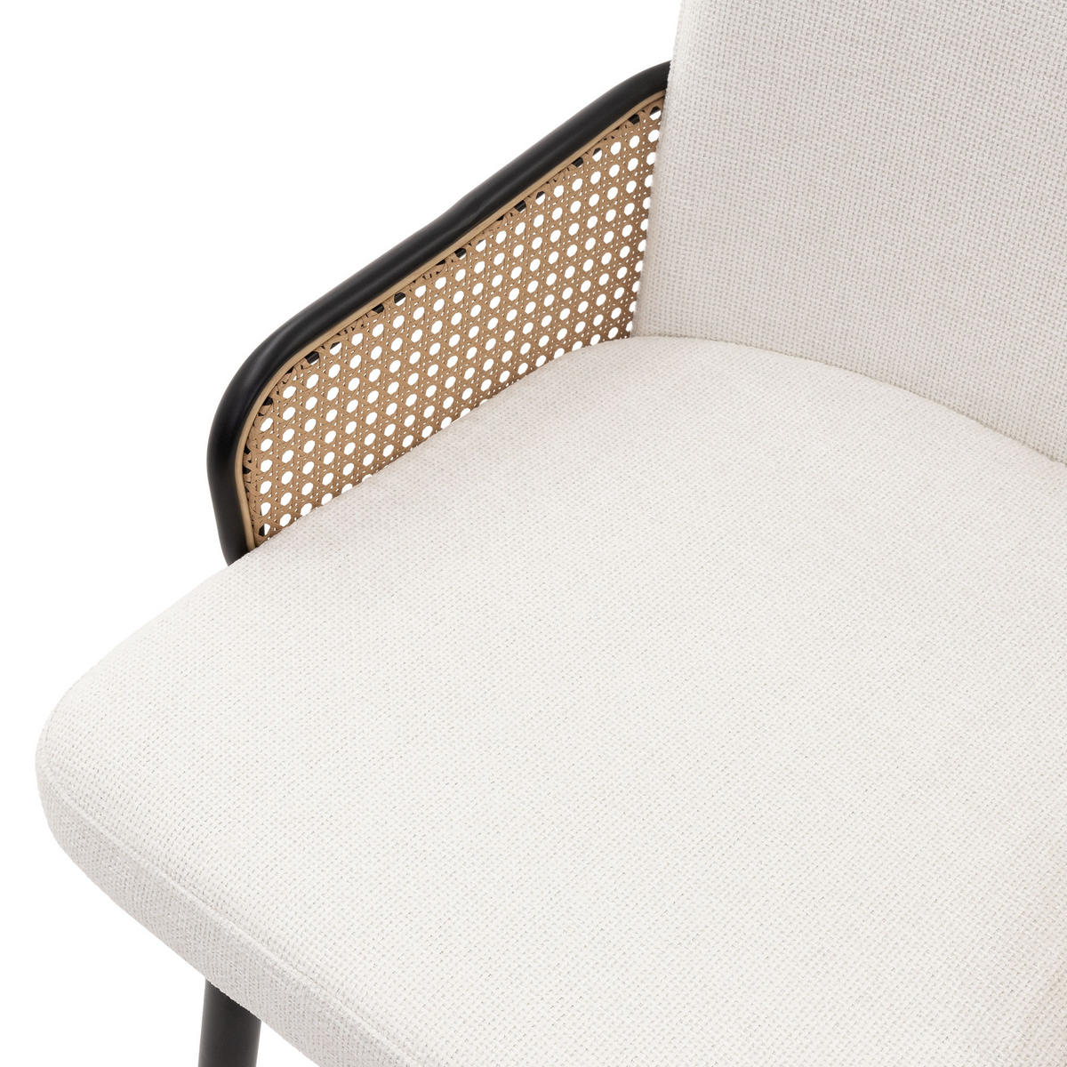 ESSZIMMERSTÜHLE 2er Set Beige mit Stoffbezug Rattan Optik - Beige/Schwarz, Naturmaterialien/Textil (51/91/61cm) - ML-DESIGN