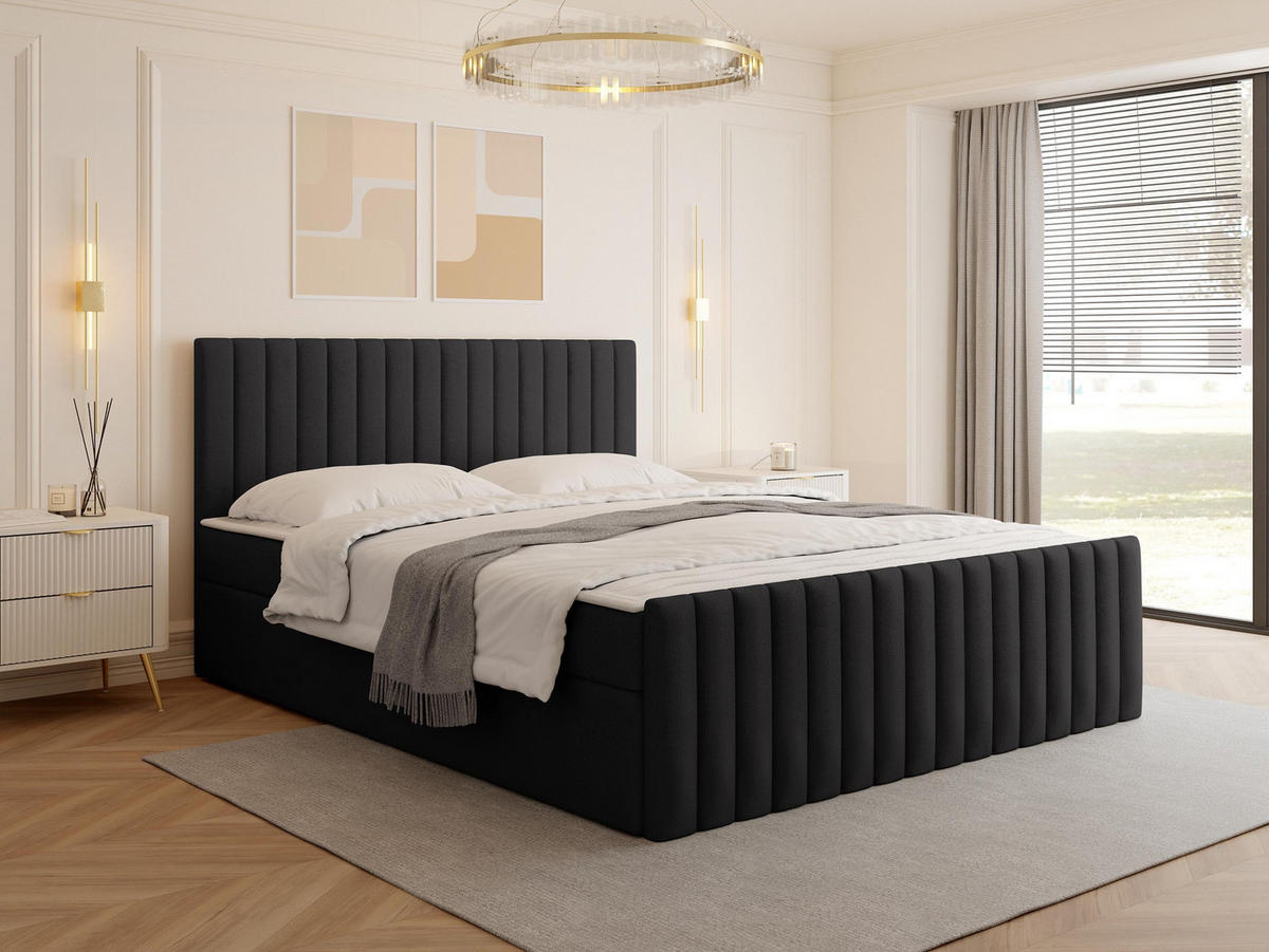 BOXBETT Tirulo Fix - H3 - Dunkelgrau/Schwarz, Holzwerkstoff/Kunststoff (140/200cm) - MIRJAN24