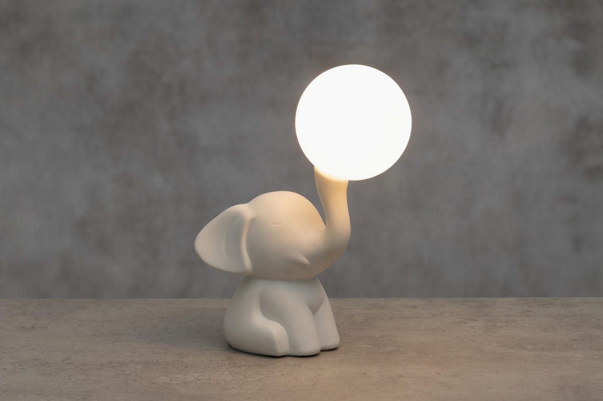 NACHTTISCHLAMPE Elefant Jumbo 31 cm - Weiß, Keramik (13/22.5/31cm)
