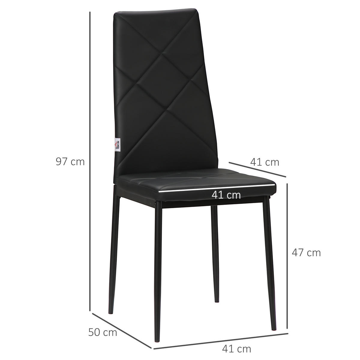 ESSZIMMERSTÜHLE Kunstleder Stahl Schwarz - Schwarz, Kunststoff (50/97/41cm) - HOMCOM