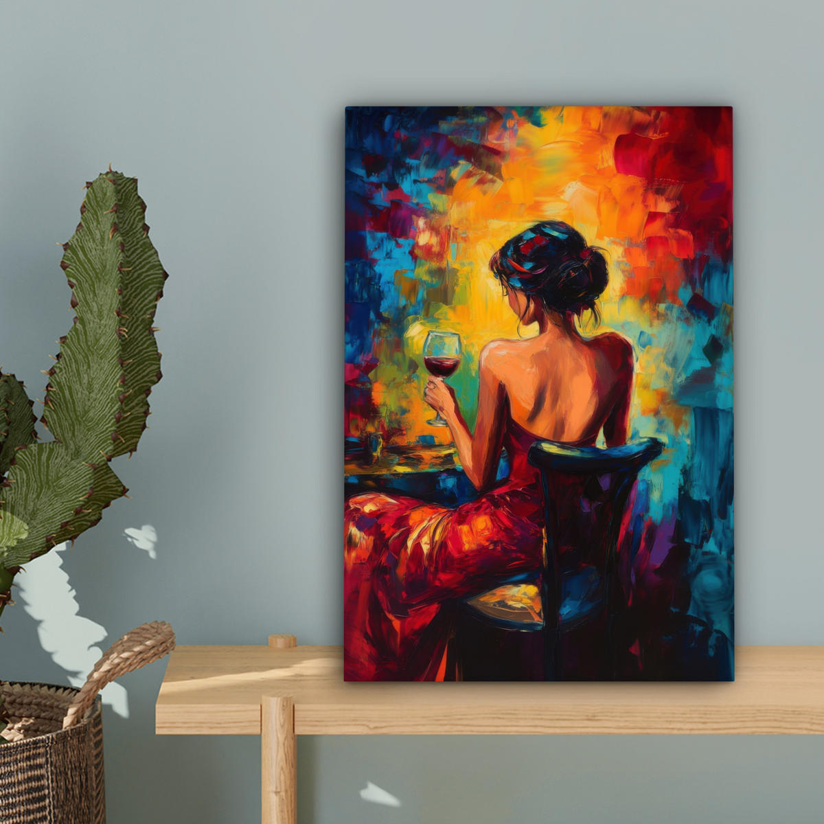 LEINWANDBILD Wein - Frau - Stimmungsvoll - Farbenfroh 20x30 cm - Bordeaux, Textil (20/30cm) - MuchoWow