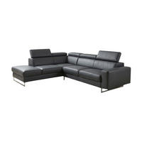 ECKSOFA Gotham Echtleder mit Bettfunktion Anthrazit - Anthrazit, Leder/Metall (227/237cm)