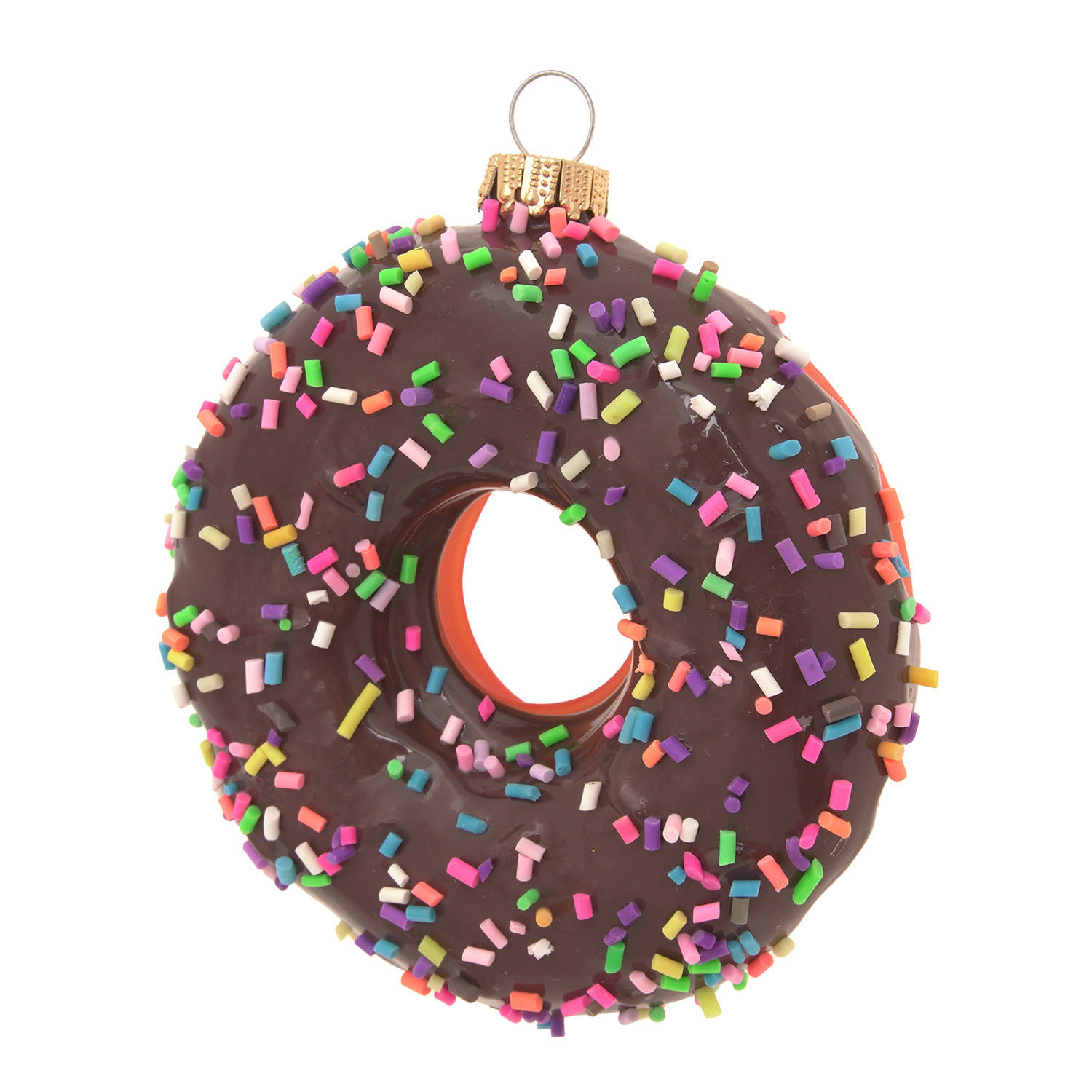 CHRISTBAUMSCHMUCK Amerikanischer Donut Braun 9cm (Glas / 1 Stk.) - Braun, Glas (9/9/4cm) - Krebs Glas Lauscha