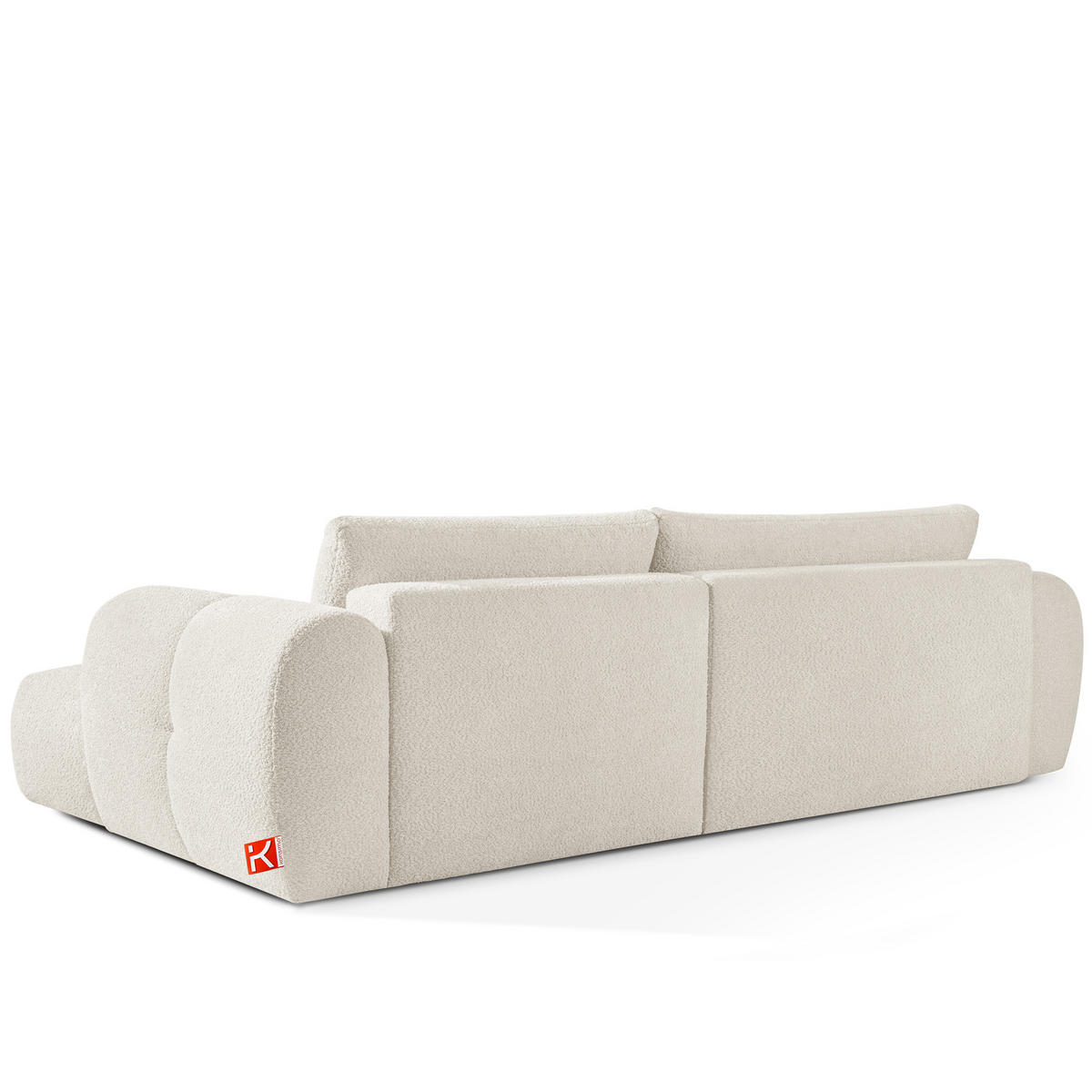 ECKSOFA LINKS LIRA, Weiß, Bouclé - Weiß, Holz/Holzwerkstoff (295/112cm) - KONSIMO®