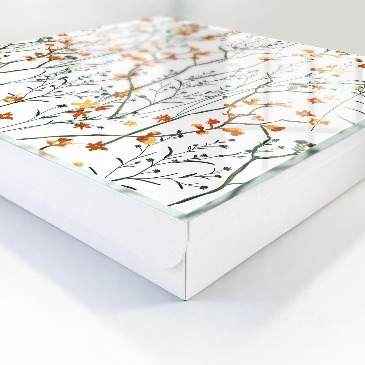 SCHLÜSSELBOX Weiß 30x30 cm – Türöffnung nach rechts - Blumenmuster - Weiß, Metall (30/30/5cm) - TULUP