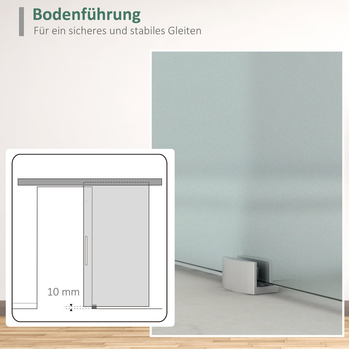 INNENTÜR Alulegierung Glas Vollflächtig Satiniert - Klar, Glas/Metall (0.08/205/90cm) - HOMCOM