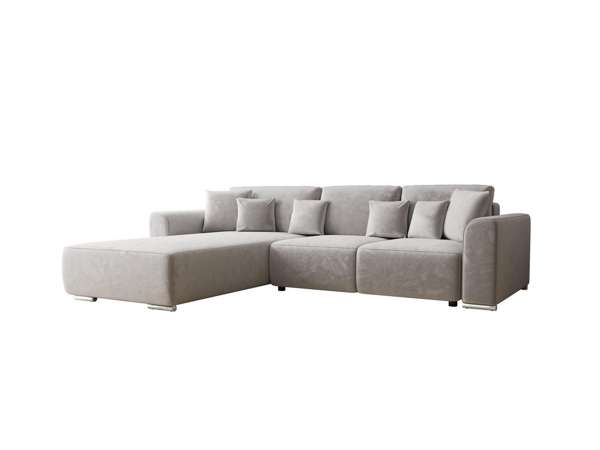ECKSOFA GUSTO L Monolith 84 Links mit Schlaffunktion - Silberfarben, Textil (279/193cm) - Bedante