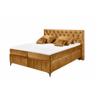 BOXSPRINGBETT 180 x 200 cm – 7‑Zonen-Tonnentaschen-Federkernmatratze, HR‑30 Topper, Samtoptik - Blau/Anthrazit, Kunststoff/Textil (180/200cm) - ed exciting design