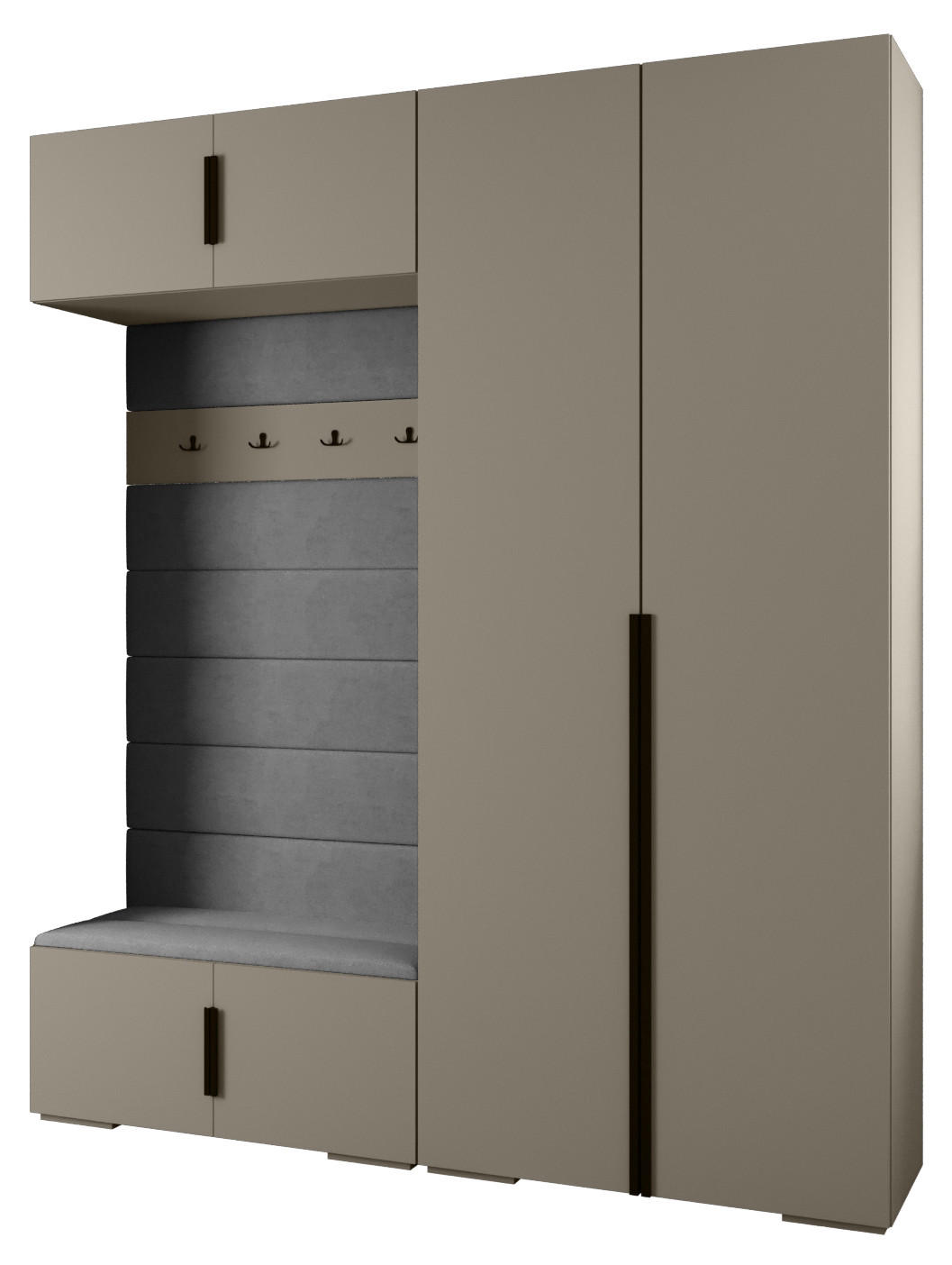 Abiks Möbel Garderoben-Set Kaschmir, Grau, Schwarz 200x236.7x47 cm