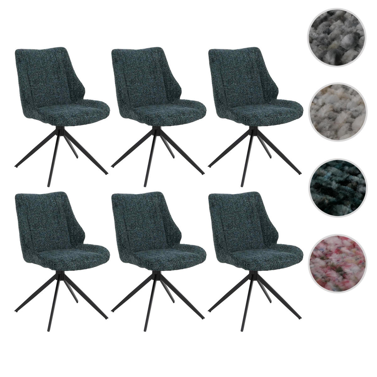 ESSZIMMERSTUHL Schwarz, Grün 6er-Set - Dunkelgrün/Schwarz, Textil (55/88/63cm) - MCW