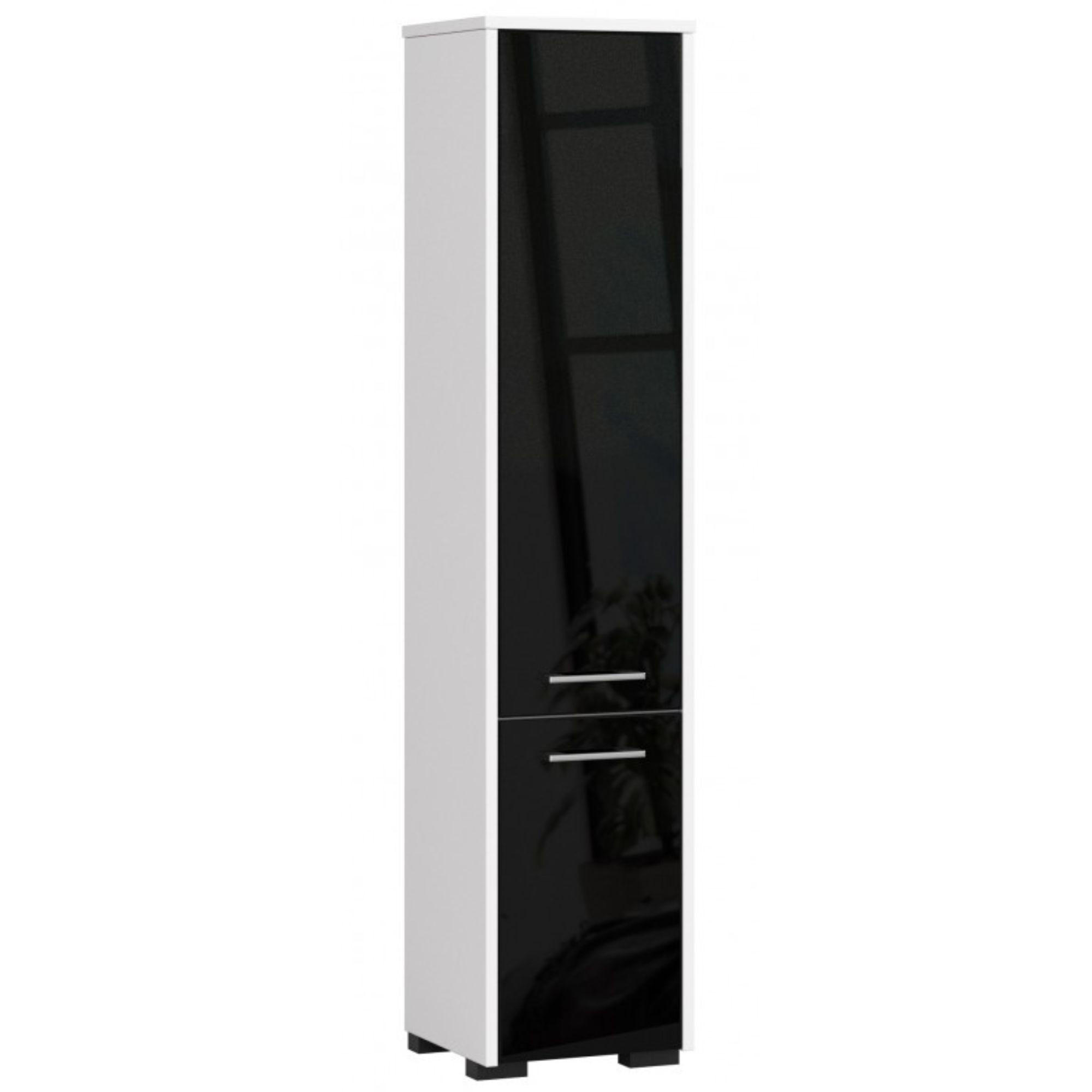 Akord Hochschrank Weiß, Schwarz Hochglanz 30x140x30 cm