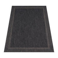 OUTDOOR Teppich Unifarben mit Bordüre Balkon, Terrasse schmutzabweisend Anthrazit Rechteckig 240x340 - Anthrazit, Textil (240/340cm) - KADIMA DESIGN