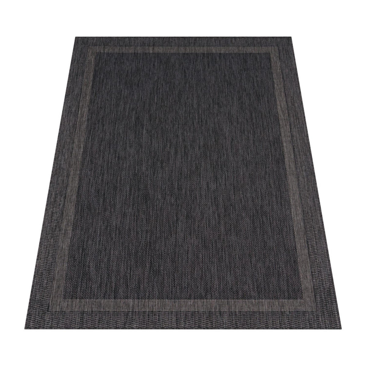 OUTDOOR Teppich Unifarben mit Bordüre Balkon, Terrasse schmutzabweisend Anthrazit Rechteckig 240x340 - Anthrazit, Textil (240/340cm) - KADIMA DESIGN