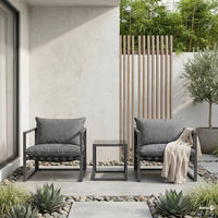 LOUNGEGRUPPE - 3-teilig - Stahl / Webstoff - Grau - Grau, Glas/Textil - home24