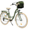 CITY-FAHRRAD Milord mit Metallkorb, 28 Zoll, Khaki, 7-Gang - Grün, Metall (46cm) - Milordbikes