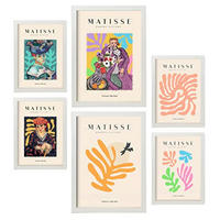 POSTER Set Mit 6 Henri Matisse Feminin Drucke Des Fauvismus Und Der Abstrakten Kunst Für Innenarchitektur A3 & A4 Weißer Rahmen - Weiß, Papier (29/3cm) - Nacnic