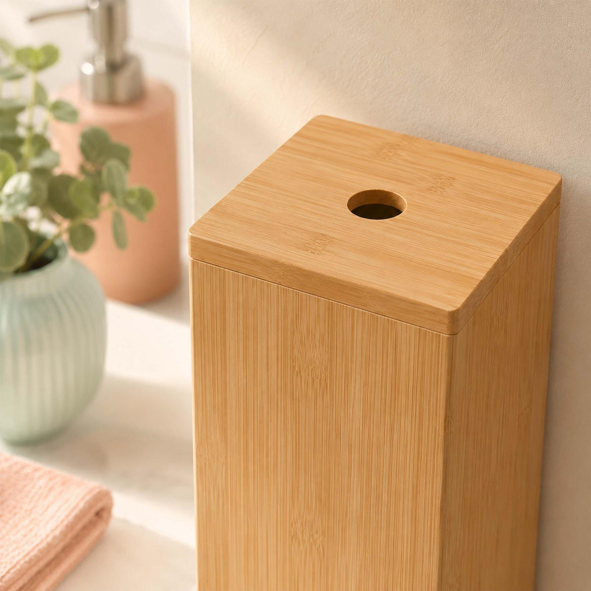 SUPORT-ROLE Natural bambus pentru 4 role - maro deschis, lemn (14/46.5/14cm) - Relaxdays