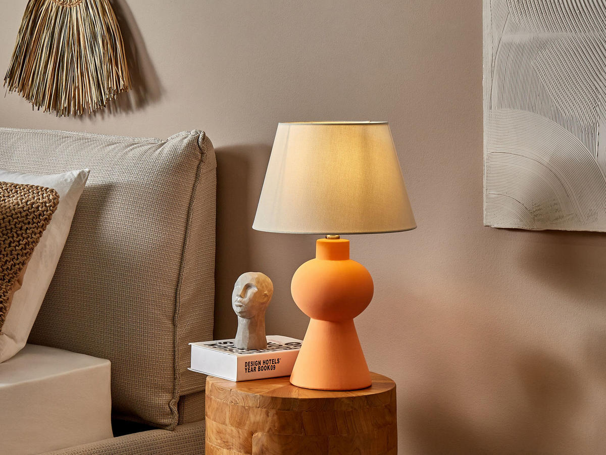 TISCHLAMPE Fabilos 30/30/48 cm - Orange, Keramik (30/30/48cm) - Beliani