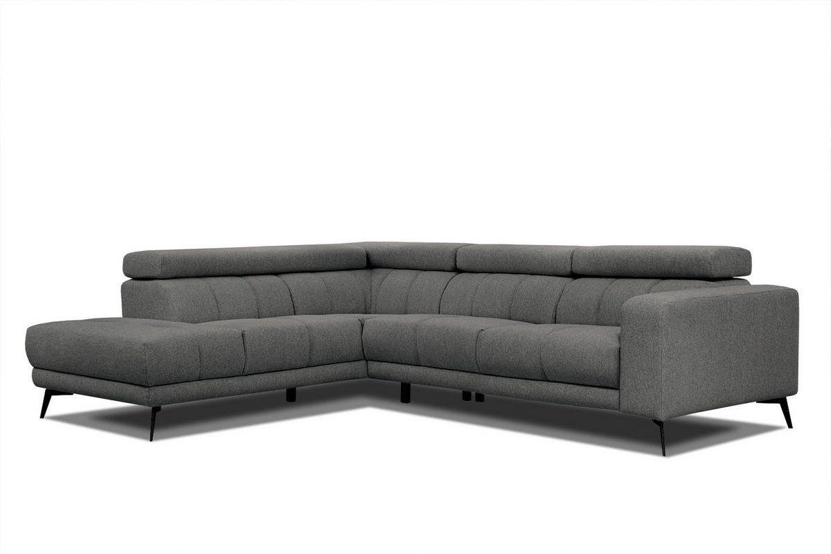 ECKSOFA MORELLO 5-Sitzer, dunkelgrau - Dunkelgrau/Schwarz, Holzwerkstoff/Textil (158/269cm) - Courtois Laville