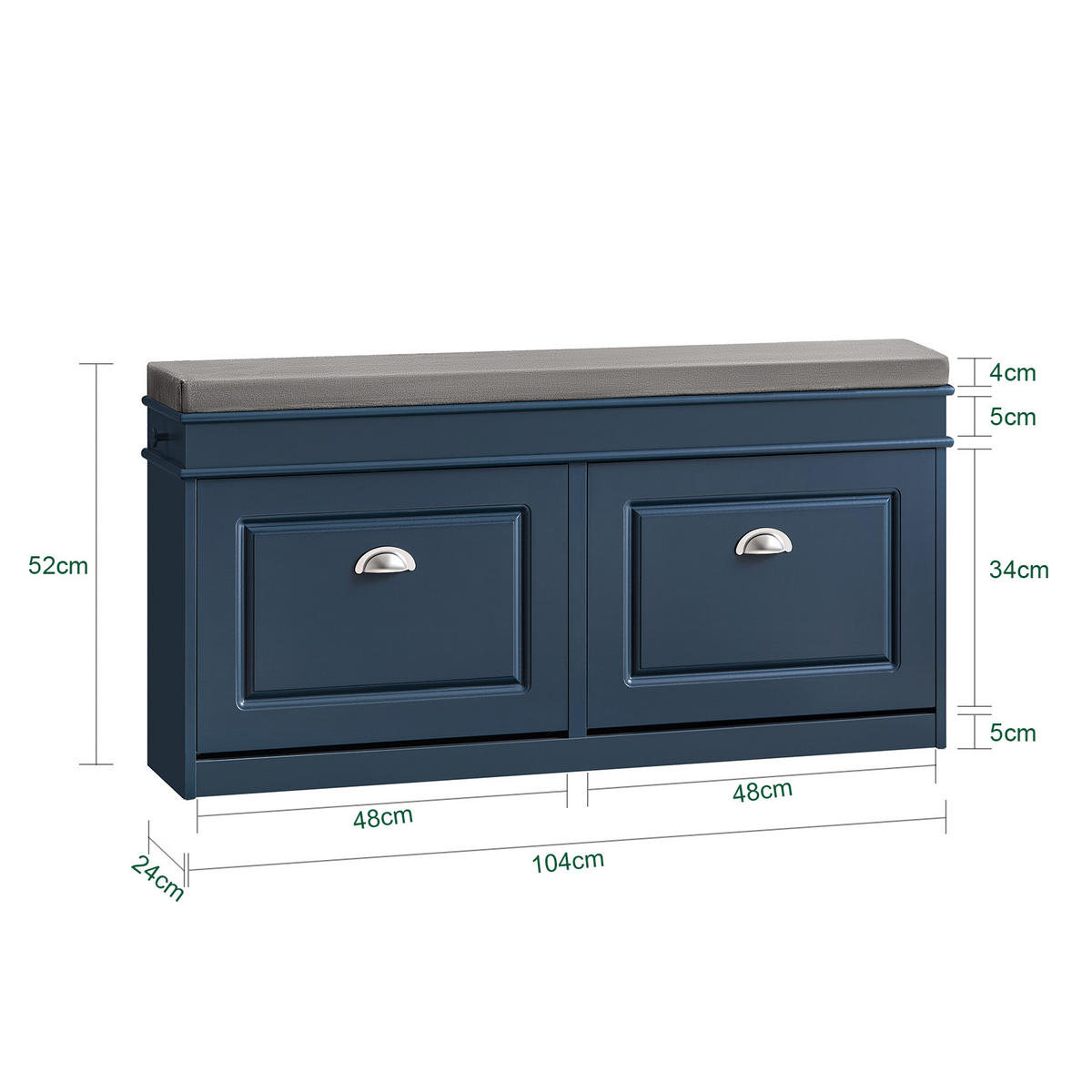 SCHUHBANK Blau - Blau, Holzwerkstoff (104/52/24cm) - SoBuy