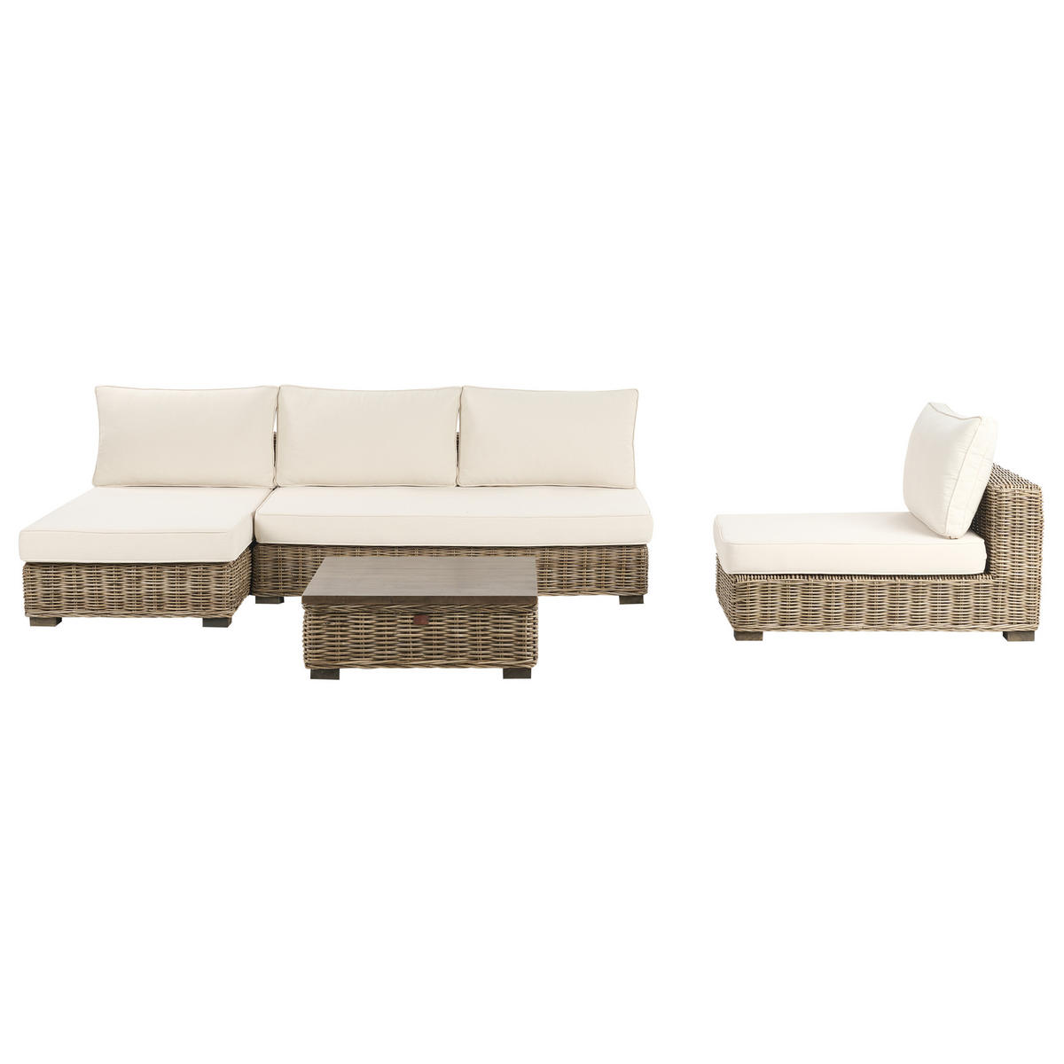 LOUNGE-SET 4-Sitzer Weiß Varallo - Weiß/Grau, Naturmaterialien - Beliani
