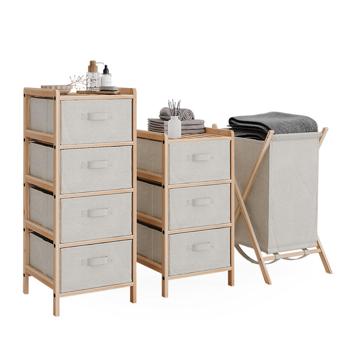 BADMÖBEL-SET Bruno Beige 3 Teile - Beige/Naturfarben, Holzwerkstoff (34.5/86/36.5cm) - Vicco