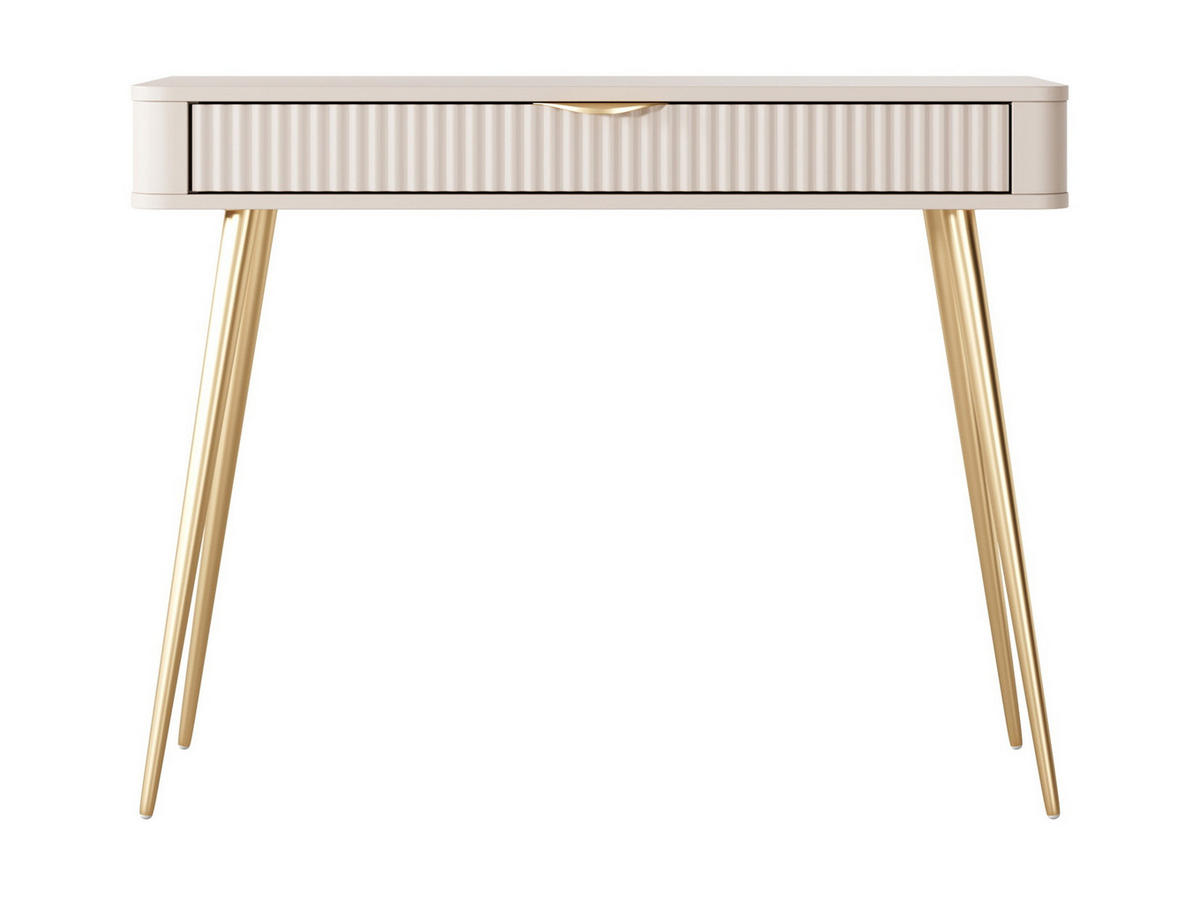 SCHMINKTISCH 100 cm Brando, Schublade, Beige - Beige/Goldfarben, Holz/Metall (100/78/38cm) - Emporius