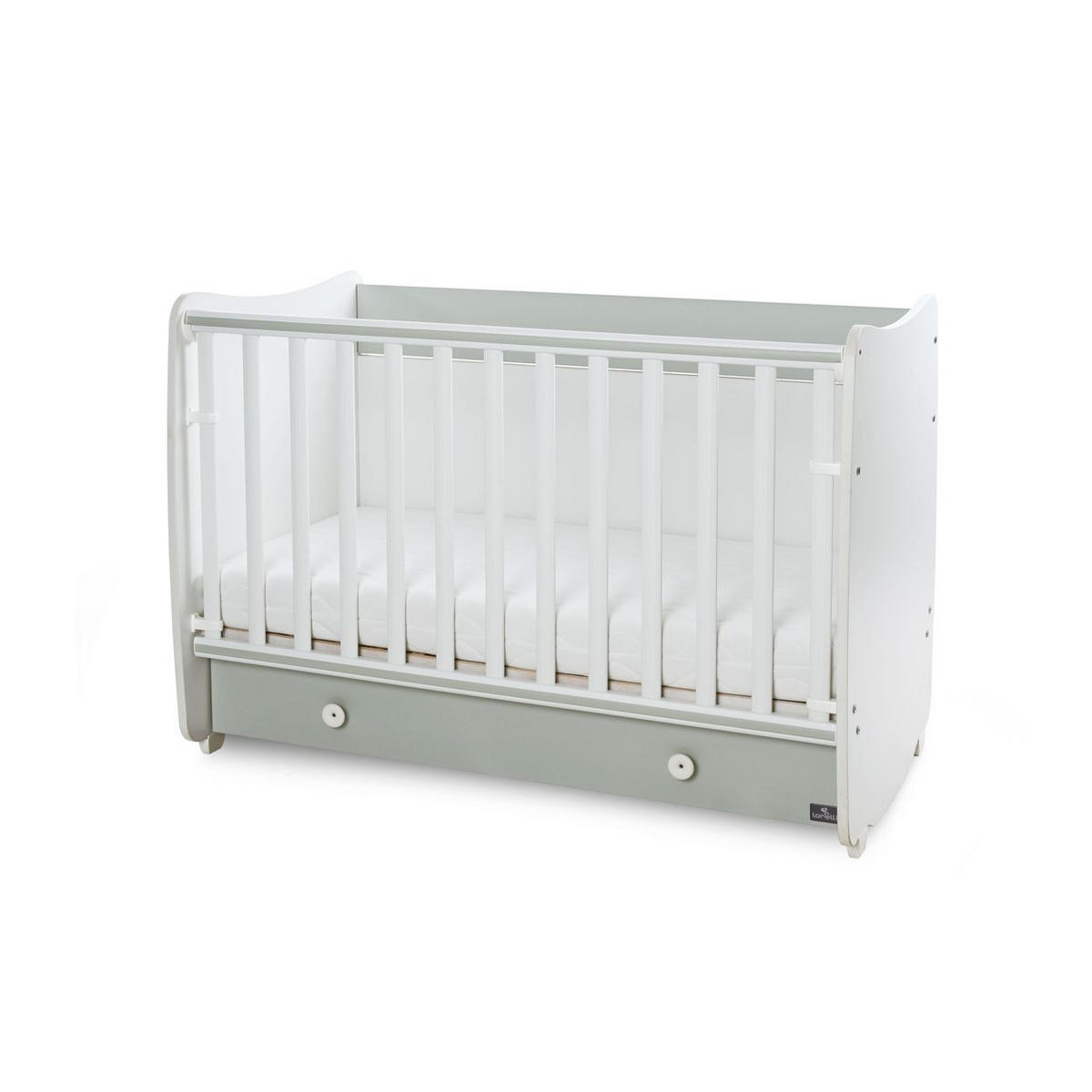 BABYBETT Dream NEW grün 140 x 70 cm, Schaukelbett, Schreibtisch, Schublade, Hubgitter - Grün, Holzwerkstoff (70/140cm) - Lorelli