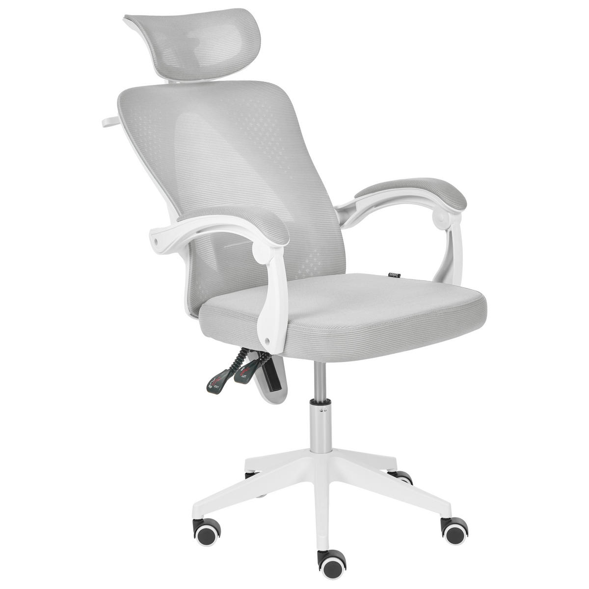 BÜROSTUHL Hellgrau Seranev - Weiß/Grau, Textil (60/115/60cm) - Beliani
