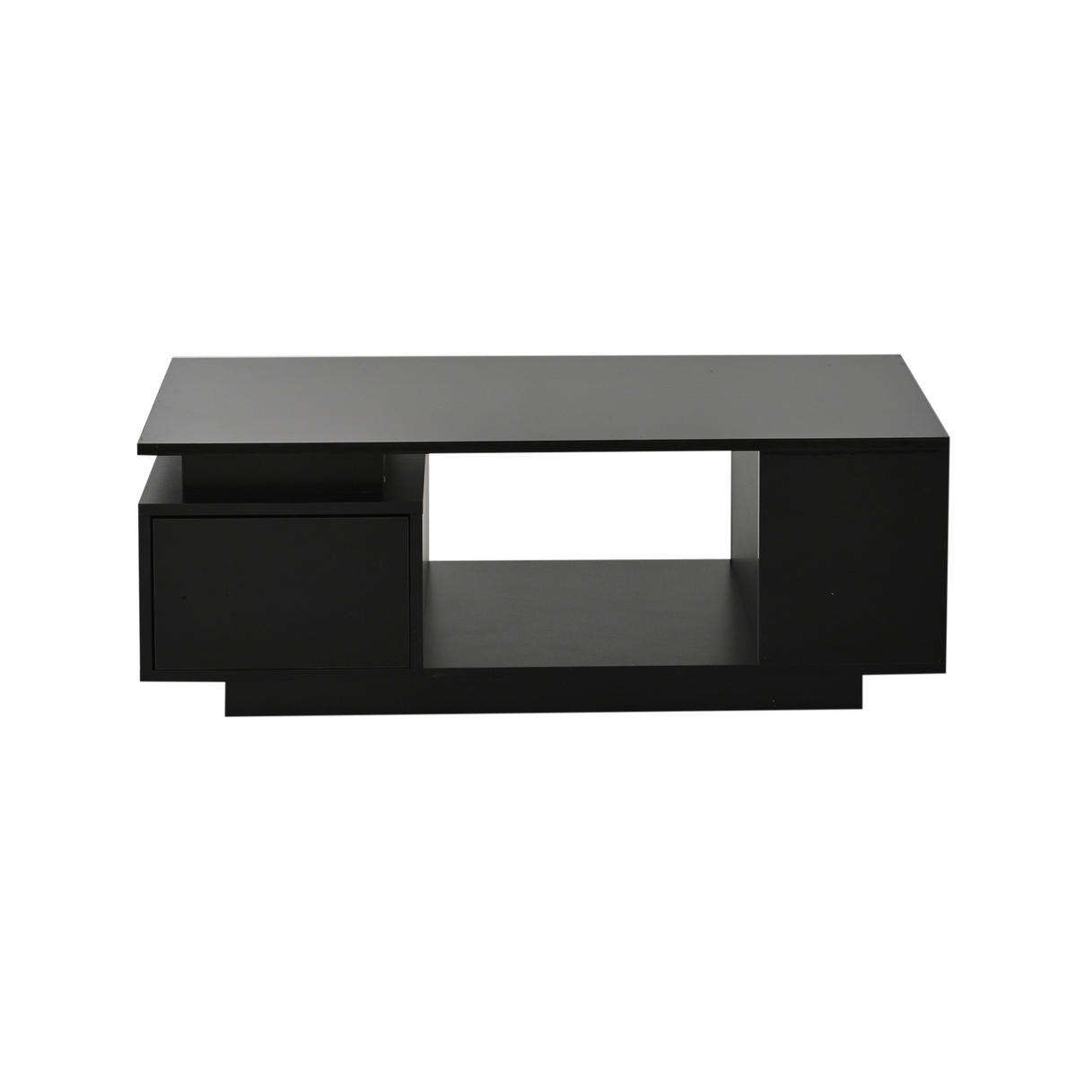 COUCHTISCH 100/50/36 cm mit Schublade, LED-Beleuchtung und seitlichen Ablagen, Hochglanz, Schwarz - Schwarz, Holzwerkstoff (100/50/36cm) - Redom