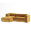 ECKSOFA Melani Honigfarbe Samtstoff - Schwarz/Honig, Holz/Holzwerkstoff (253/153cm) - Maison de Reve