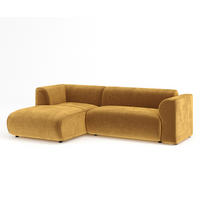 ECKSOFA Melani Honigfarbe Samtstoff - Schwarz/Honig, Holz/Holzwerkstoff (253/153cm) - Maison de Reve