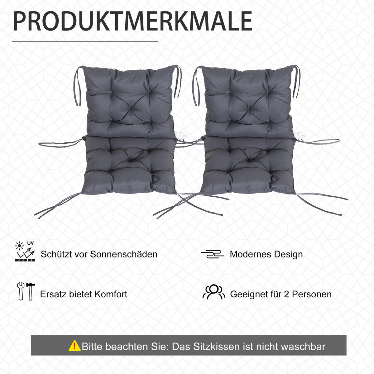 SITZKISSEN, Oxford, Schaumstoff, Grau - Grau, Kunststoff/Textil (50/8/98cm) - Outsunny
